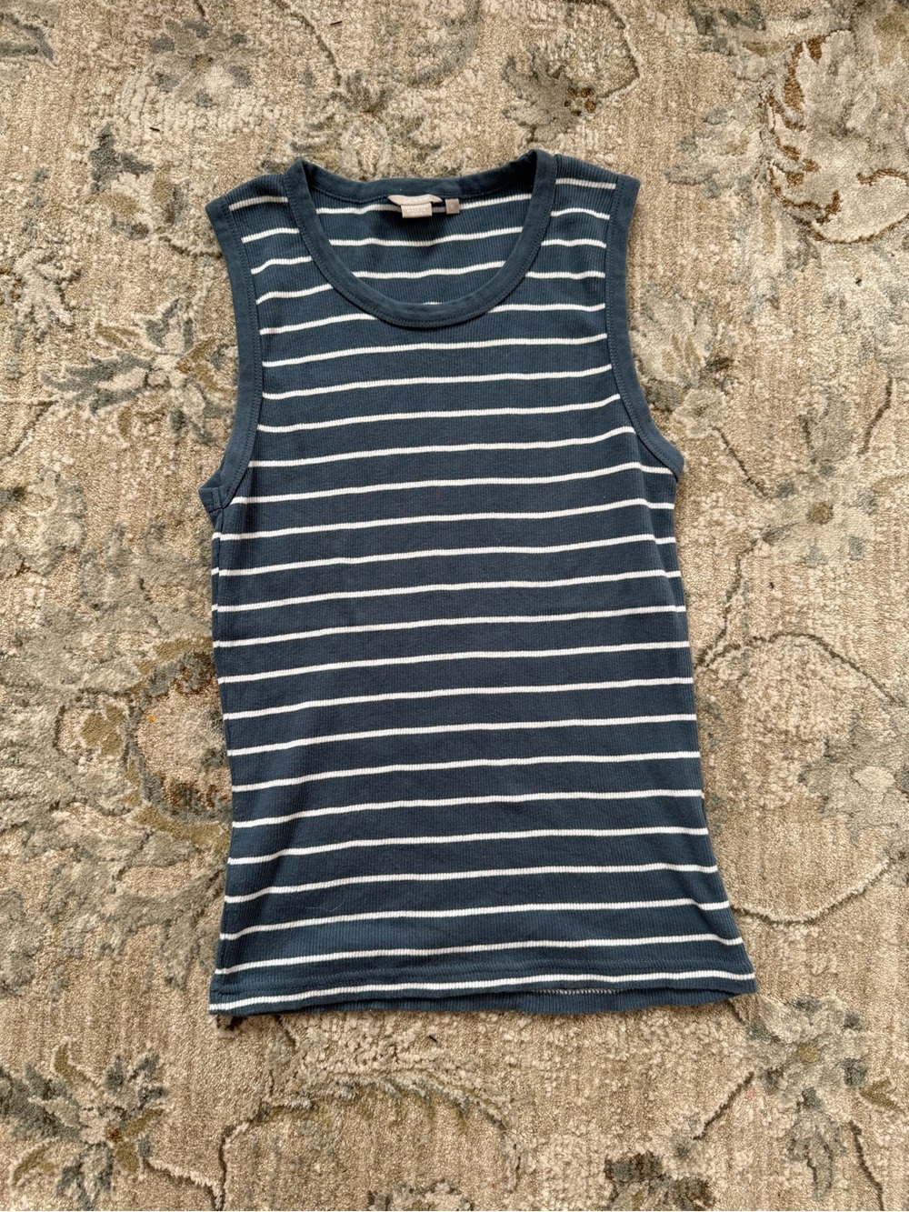 J. Crew Navy and White Striped Ribbed Tank